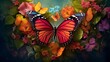 Craft a garden with two butterflies forming a heart, captioned with 