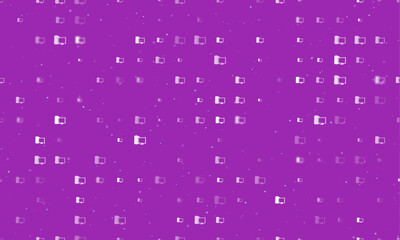 Poster - Seamless background pattern of evenly spaced white desktop symbols of different sizes and opacity. Vector illustration on purple background with stars
