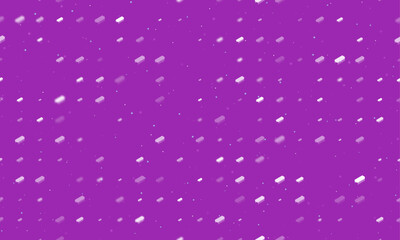 Poster - Seamless background pattern of evenly spaced white integrated circuit symbols of different sizes and opacity. Vector illustration on purple background with stars