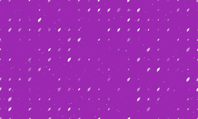 Poster - Seamless background pattern of evenly spaced white leaflet symbols of different sizes and opacity. Vector illustration on purple background with stars