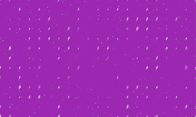 Poster - Seamless background pattern of evenly spaced white lightning symbols of different sizes and opacity. Vector illustration on purple background with stars