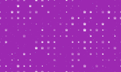 Poster - seamless background pattern of evenly spaced white gift symbols of different sizes and opacity. vect