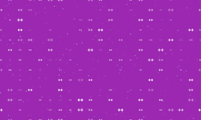 Poster - Seamless background pattern of evenly spaced white dumbbell symbols of different sizes and opacity. Vector illustration on purple background with stars