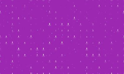 Poster - Seamless background pattern of evenly spaced white garland light bulb symbols of different sizes and opacity. Vector illustration on purple background with stars