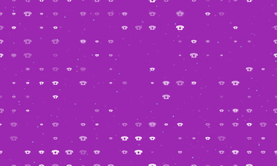 Poster - Seamless background pattern of evenly spaced white vintage telephone symbols of different sizes and opacity. Vector illustration on purple background with stars
