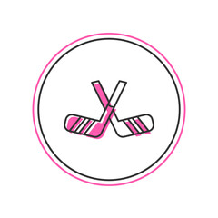 Canvas Print - Filled outline Ice hockey sticks icon isolated on white background. Vector