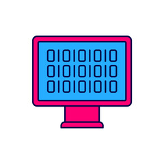 Poster - Filled outline Binary code icon isolated on white background. Vector