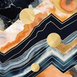 © Merilno - Abstract art deco background, wallpaper, minimalist geometric pattern, modern mosaic inlay, texture of bright multicolored marble agate and gold, stone, marbled tile, minimal. Generative AI, AI