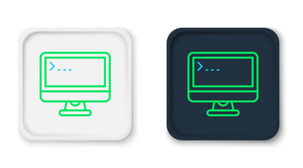Poster - Line Computer monitor screen icon isolated on white background. Electronic device. Front view. Colorful outline concept. Vector