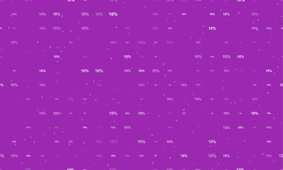 Poster - Seamless background pattern of evenly spaced white 10 percent symbols of different sizes and opacity. Vector illustration on purple background with stars