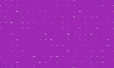 Poster - Seamless background pattern of evenly spaced white tilde symbols of different sizes and opacity. Vector illustration on purple background with stars