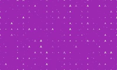 Poster - Seamless background pattern of evenly spaced white capital letter A symbols of different sizes and opacity. Vector illustration on purple background with stars