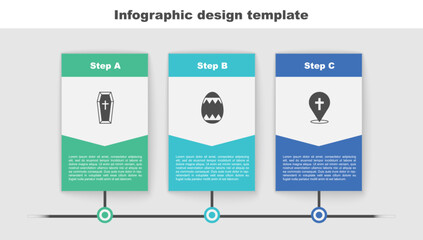 Sticker - Set Coffin, Easter egg and Location church building. Business infographic template. Vector