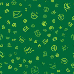 Poster - Set line Clipboard with question marks, Speech bubble text Help and Telephone 24 hours support on seamless pattern. Vector