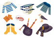 Set of icons. Vector illustrations separated on a white background. Bretagne, France. 