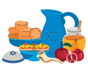 Wall Mural - jewish hanukkah celebration food