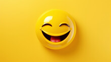 A Smiling Yellow Smiley Face On A Yellow Solid Background In The Center Of The Frame