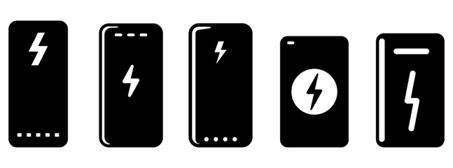 Wall Mural - power bank icons set. black power bank icon in flat design on white background
