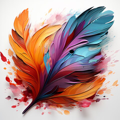 Poster - abstract colored feather background