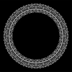 Fototapete - White round frame on a black background