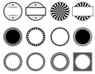 Poster - Set of solid black templates for rubber stamps