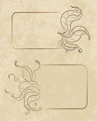Poster - Pair of decorative vector frames with rounded corners on a old style vintage background