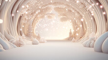Winter Background With Snowflakes And Bokeh. 3d Illustration