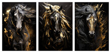 Set Of Horse Art Posters, Abstract Modern Concept Art	