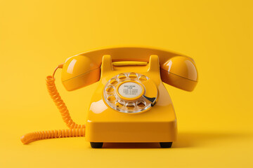 A vintage yellow telephone on a yellow background