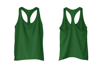 Sticker - Women's Green Rib-Knit Racerback Cropped Tank Top