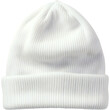white knitted hat beanie isolated on transparent background