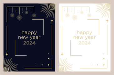 Happy new year 2024 letters luxury banner, vector art and illustration. Can use for, landing page, template, ui, web, mobile app, poster, banner, flyer, black background