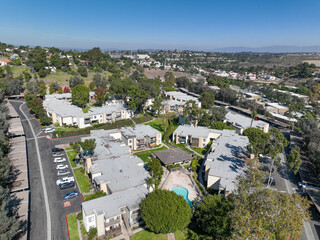 Wall Mural - Aerial view of houses in the valley of Oceanside town in San Diego, California. USA.