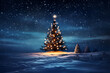 Beautiful decorated Christmas tree in a winter landscape