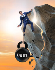 Concept of debt and load with businessman