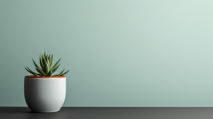 Wall Mural - A minimalist wallpaper featuring a single, striking succulent plant in a sleek, modern pot, capturing the beauty of simplicity and nature's elegance.