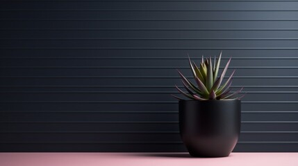 Wall Mural - A minimalist wallpaper featuring a single, striking succulent plant in a sleek, modern pot, capturing the beauty of simplicity and nature's elegance.