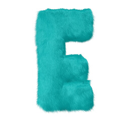 Wall Mural - Symbol made of turquoise fur. letter e
