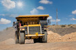 mining truck speeding on a dirt road at a diamond mine
