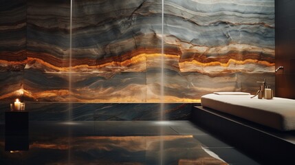Wall Mural - An epoxy wall that mimics the textures and colors of natural stone, creating a serene and timeless atmosphere in a spa.