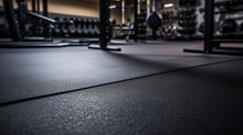 A rubber gym floor with a textured surface, providing durability and traction for intense workouts.
