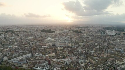 Wall Mural - A beautiful sunrise over Rome, Italy.  4k aerial drone footage