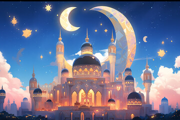 Luxury mosque with moon