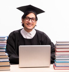 Wall Mural - Young handsome student isolated on white