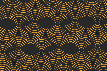 Wall Mural - Luxury gold background pattern seamless geometric line circle wave abstract design vector illustration. Christmas seamless pattern background.