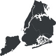 Dark gray flat vector administrative map of NEW YORK CITY, UNITED STATES with white border lines of its boroughs