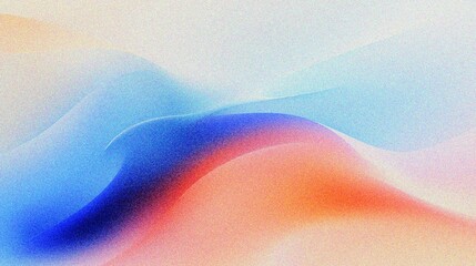 Sticker - pink blue orange wavy gradient background with grain and noise texture for header poster banner backdrop design