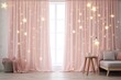 airy style curtains, shimmering light pink gold, splendor, stars, confetti amazing background