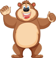 Poster - Cheerful Happy Bear Cartoon Character Illustration