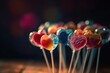 defocused lollypop hearts candy 